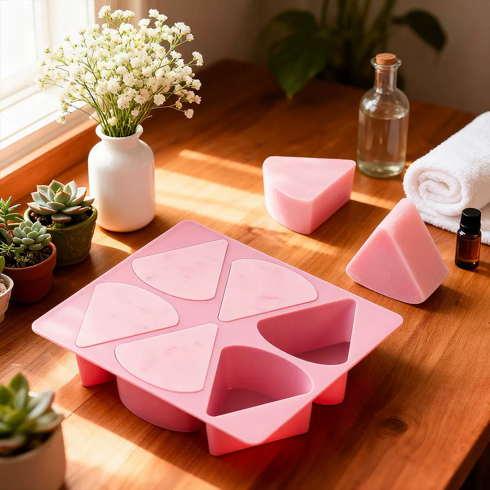 跨境热销 6孔肥皂香皂蛋糕模椭圆三角形批发手工易脱落滴胶模具