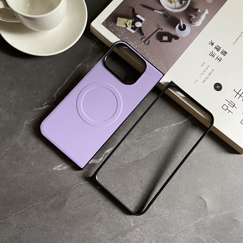 Magnetic leather pattern yuan color-purple