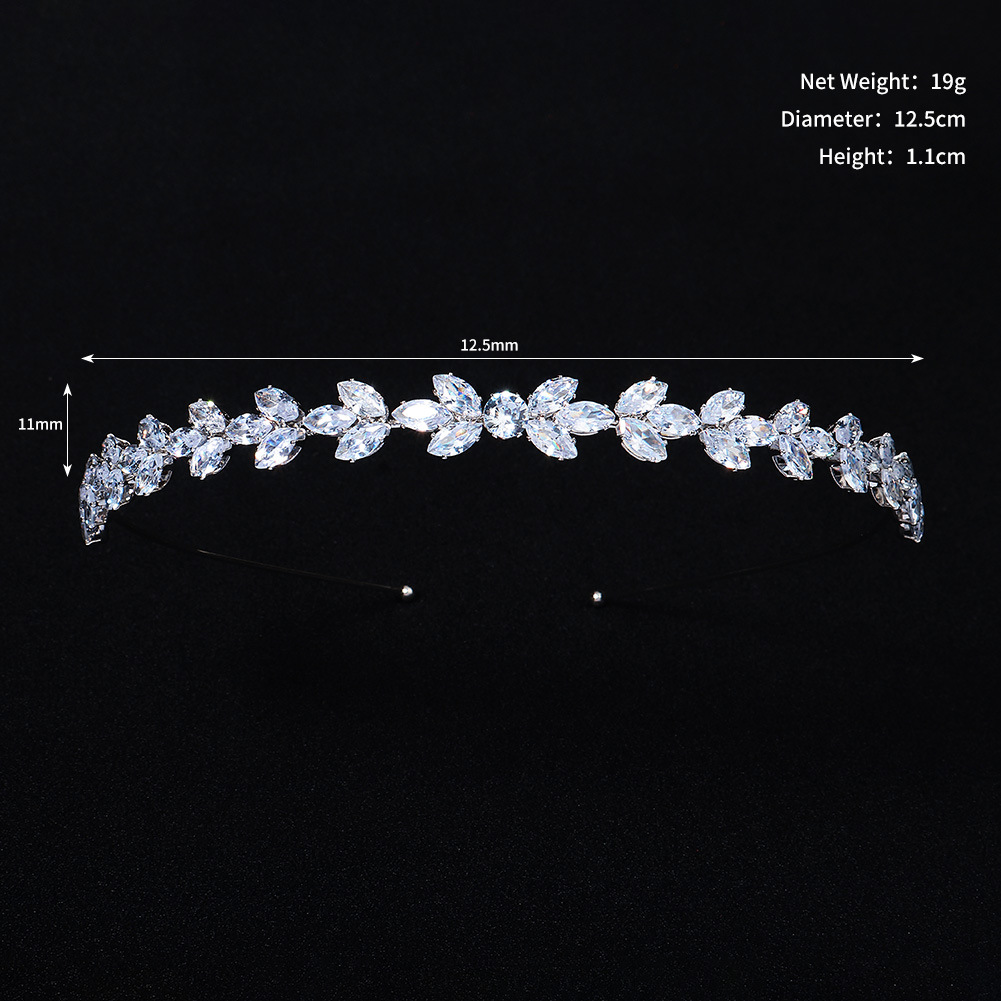 Fashion Leaf Metal Inlay Pearl Zircon Hair Band 1 Piece display picture 1