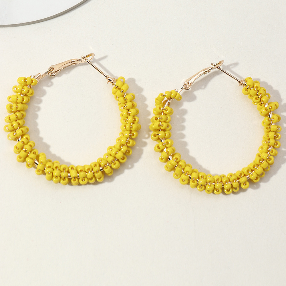 Nihaojewelry Ethnic Style Color Rice Bead C-shaped Earrings Wholesale Jewelry display picture 4