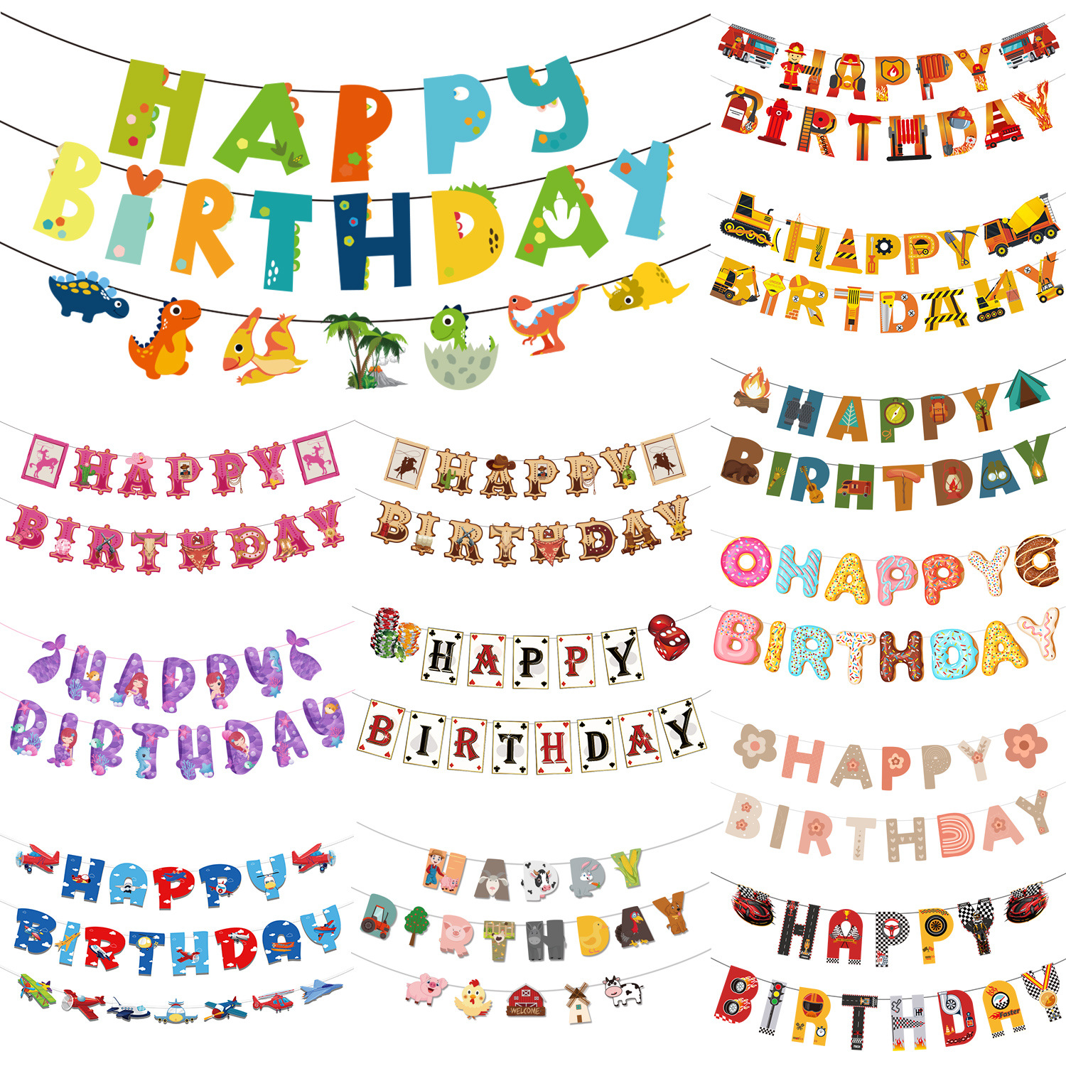 Dinosaurio tirando de la bandera del camión de bomberos del bebé banner diseño de la fiesta del coche de ingeniería tema de dibujos animados decoración de la fiesta bandera tirada de cumpleaños