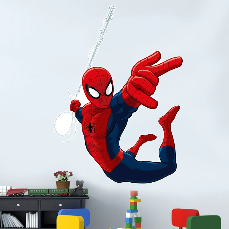 Трансграничная внешняя торговля новый мультфильм Человек-паук детская комната спальня фон декоративная настенная наклейка самоклеящаяся водонепроницаемая съемная