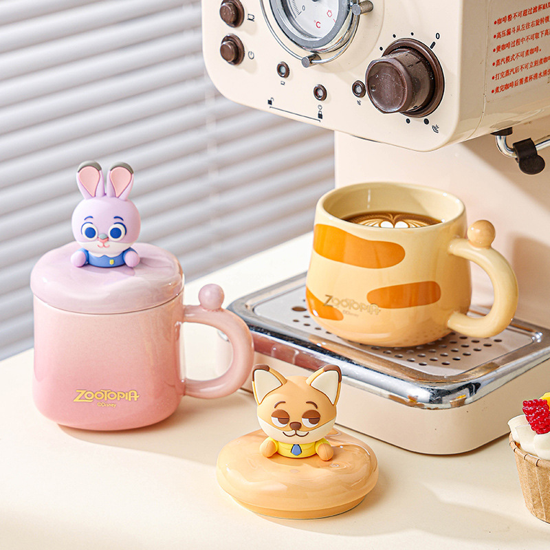 Taza de Disney Judinick con tapa Taza de agua de gran capacidad Taza de desayuno de alto valor Taza de leche de dibujos animados Regalo
