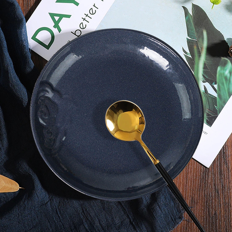 Pequeña felicidad hierro fundido esmalte 22cm placa de cocción Placa de ensalada de carne Placa de barbacoa Placa de envoltura comercial para platos del hogar