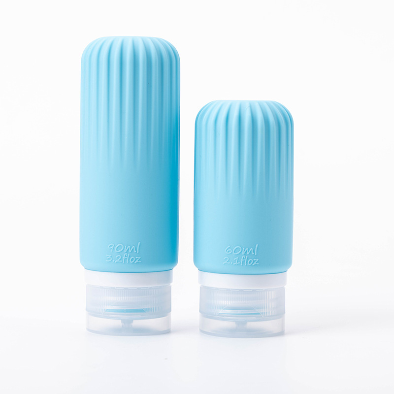 Viaje de silicona botella de 60ml 90ml gran capacidad conjunto de presión a prueba de fugas botella de almacenamiento de cosméticos nueva