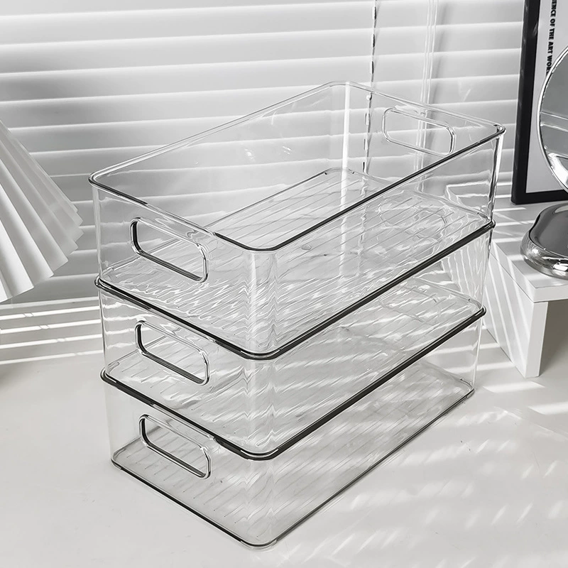 Acrylic storage box, transparent desktop cosmetic organizer for masks & makeup, stackable