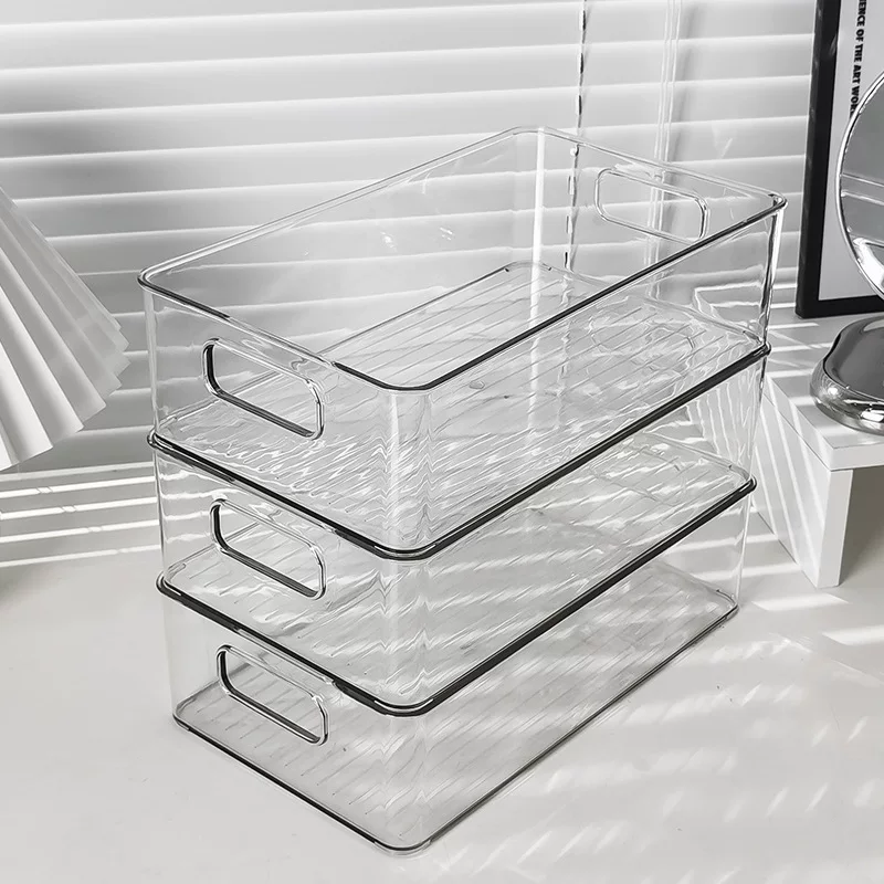 Acrylic storage box, transparent desktop cosmetic organizer for masks & makeup, stackable