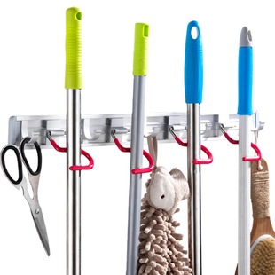 Toilet Artifact Punch-free Space Aluminum Stainless Steel Mop Hook Multi-functional Storage Rack Wall Hanging