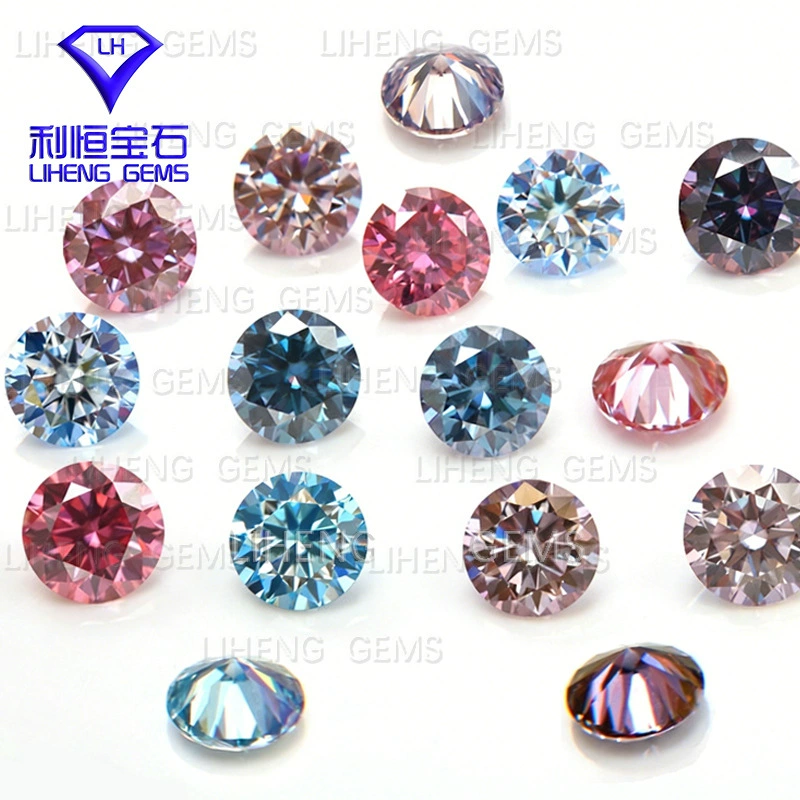 Round eight hearts and eight arrows colored moissanite naked stone ring face red blue green yellow champagne fanta pink diamond stone matching stone