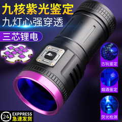 紫色の光識別特殊紙幣検出器タバコとワイン偽造防止照明翡翠ウッド紫外線 395nm 懐中電灯