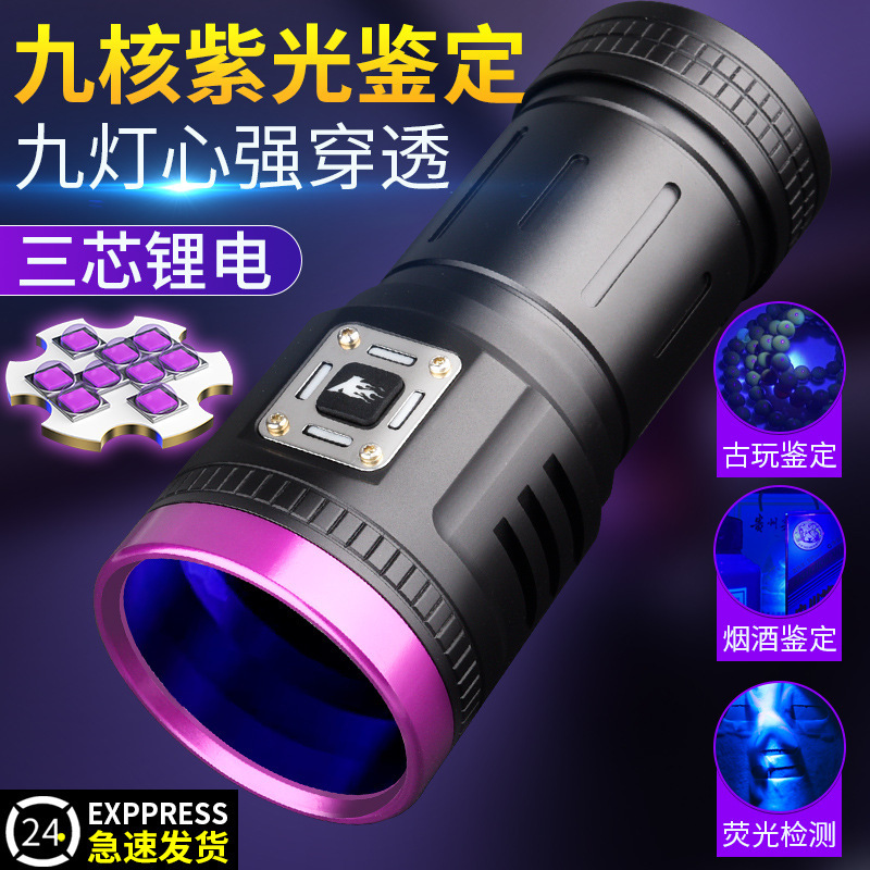 Purple Light Identification Special Banknote Inspection Tobacco and Alcohol Anti-Counterfeiting Jade Jade Wood's Ultraviolet 395Nm Flashlight