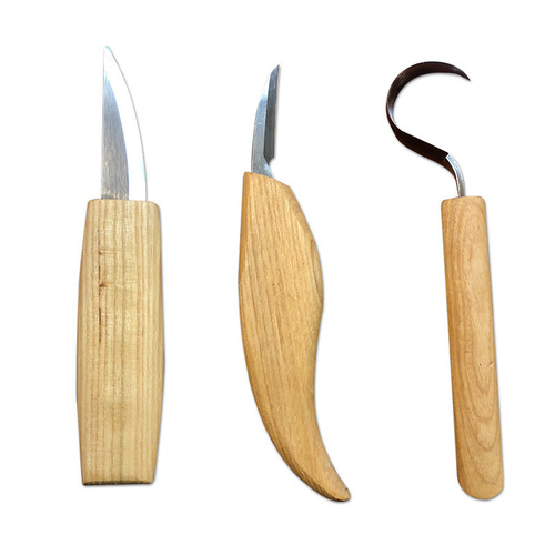 Manchurian ash single carving knife, curved knife, oblique knife, small curved tail knife, carpenter's tool knife, set with root carving knife