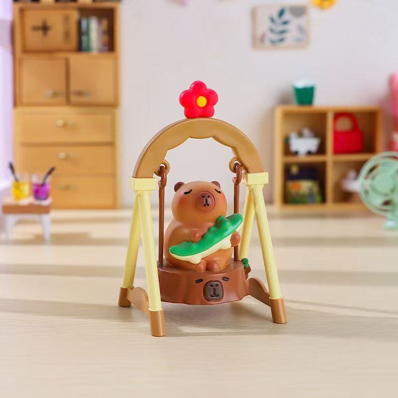 現物のカピバラのブランコシリーズのデスクトップの周辺の小さい置物の潮はブラインドの箱の手を遊んで公仔のおもちゃの卸売りをします。|undefined