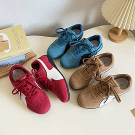 美式复古红休闲阿甘鞋女平底拼色休闲舒适德训鞋运动鞋子A9890