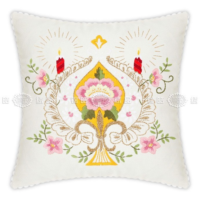 Fábrica al por mayor de color de impresión bordado de la cinta hecha a mano DIY paquete de material cojín funda de almohada flor frente mariposa volando doble platillo Flying dance