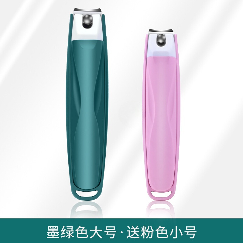 Clippers de uñas grandes de color verde oscuro + cortaúñas de tamaño pequeño de color rosa