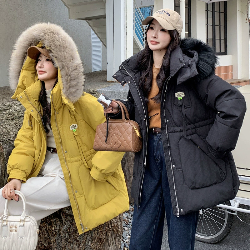 2024 новая толстая корейская версия большого размера женская толстая сестра MM среднего размера повседневная куртка пуховик D206