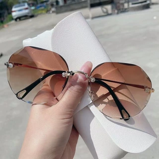 多边形太阳镜女大脸显瘦海洋片太阳眼镜无框切边批发墨镜潮流墨镜