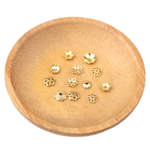 Gold bead hollow tori diy handmade jewelry crystal pearl bracelet necklace spacer loose bead accessories materials wholesale