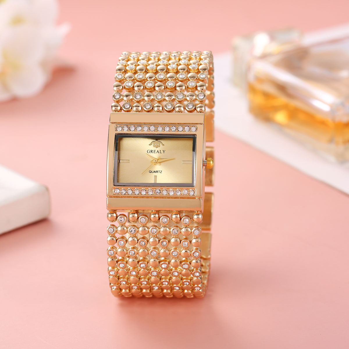 Reloj de pulsera de moda coreana de diamantes de diamante de alta calidad de pulsera de pulsera de mujer, pulsera de pulsera retro, temperamento de mujer