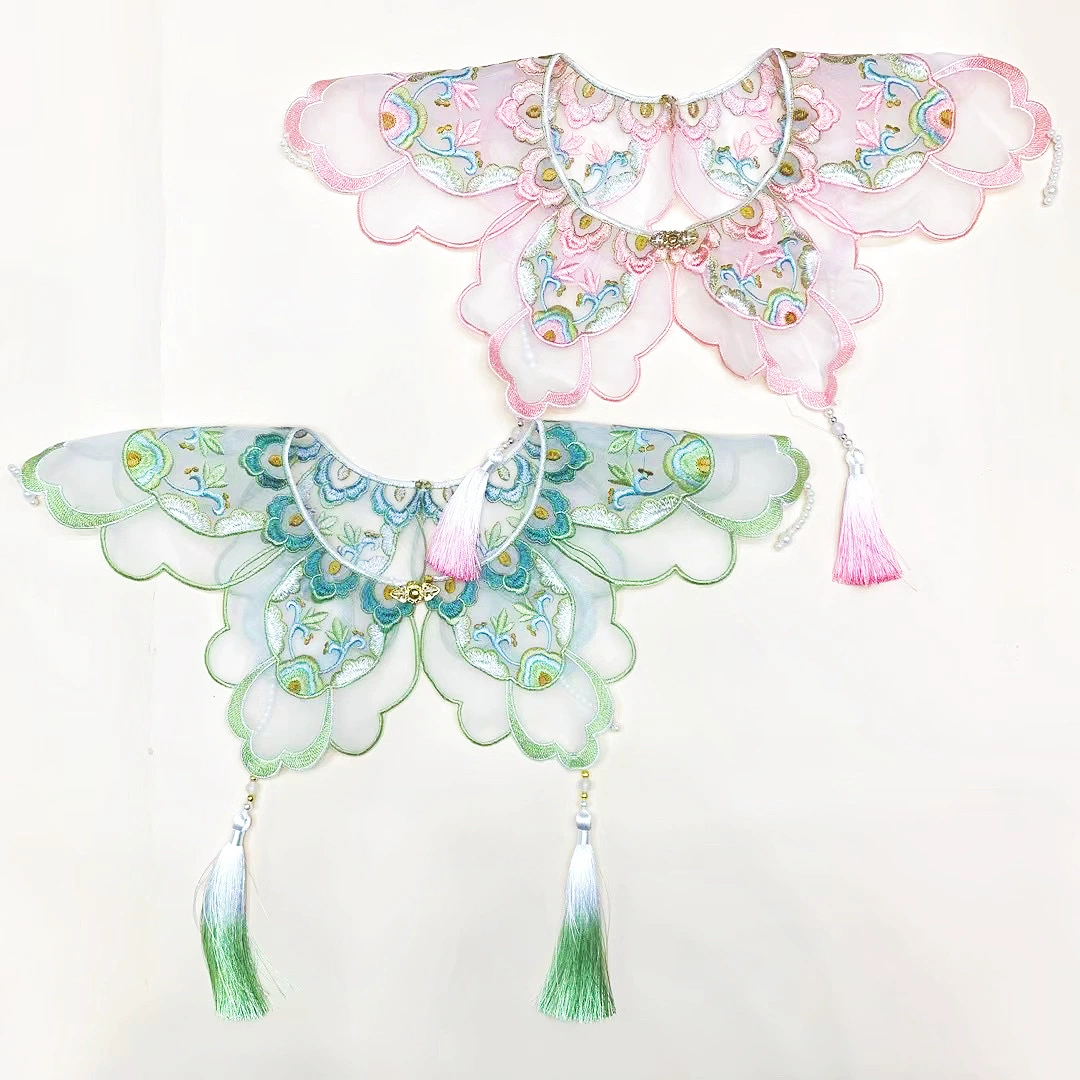 Китайский стиль Hanfu Новый китайский розовый зеленый цвет бахромы облака плечи