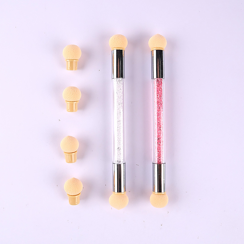 Manicura de doble cabeza esponja pluma traje gradiente floreciente herramientas de manicura pluma 6 gradiente pluma punto color pluma sello pluma