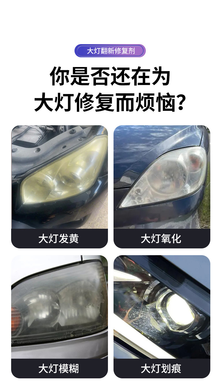 Car Headlight Refurbishment Repair Liquid Kit Tool Polishing Car Lights Scratches Yellowing Lampshade Coating Cleaning Agent Magic Tool