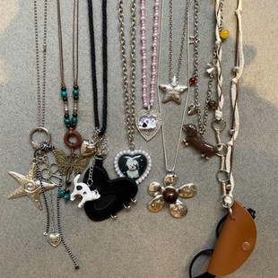 Unique Star Heart Layered Necklace for Women, Long Sweater Chain, Vintage Sweater Choker, Waist Chain, Neck Accessory