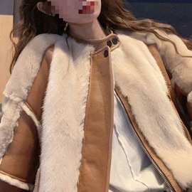 小香风复古感小众不撞款毛毛机车服外套皮毛加厚秋冬女新款