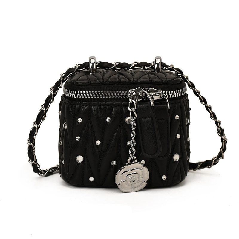 Coreana pequeña bolsa de hombro para niñas bordada de diamante mini bolsa de caja de bebé bolsas de cadena de perforación plegables para niños