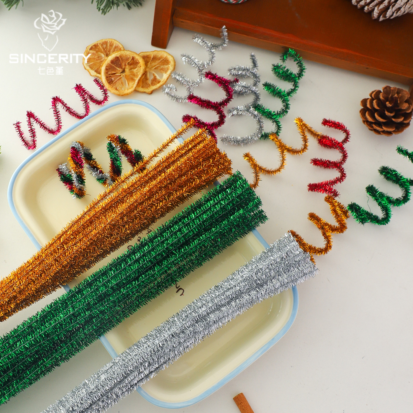 Navidad de siete colores cordier cebolla dorada twist stick diy hecha a mano accesorios de Navidad regalo embalaje de regalo