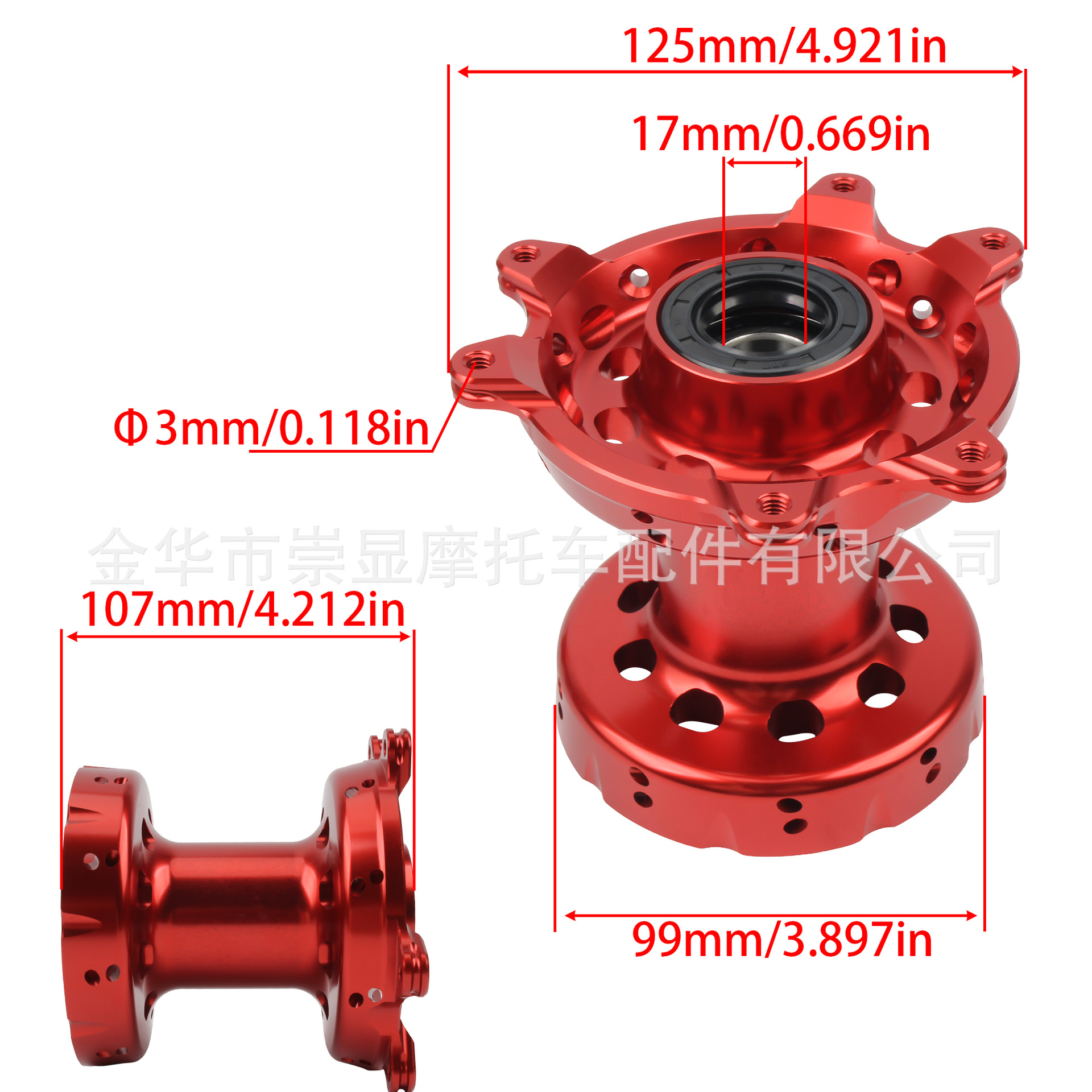 Off-Road Motorcycle Wheel Hub Modification for Honda Cr125 Crf450X Front and Rear Wheels, 36-Hole Cnc Hub Core