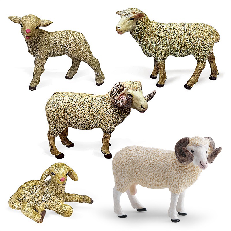 Simulación granja Rancho paisaje en miniatura animal ovejas modelo traje sólido estático bebé madre ovejas
