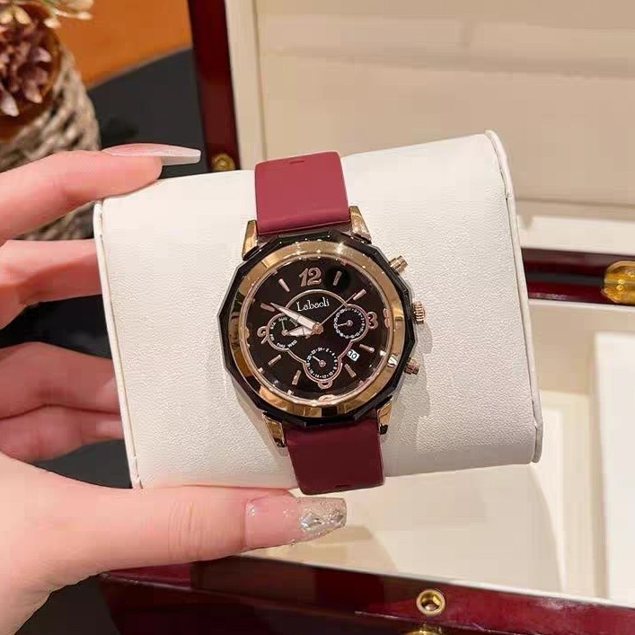 Laboli Live Broadcast Popular Fashion Large Dial Calendar Luminous Waterproof Temperament Silicone Women's Quartz Watch Wholesale