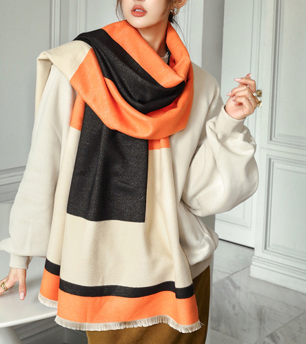 Imitation cashmere scarf autumn and winter new warm scarf women's wholesale double-sided thickened air-conditioning shawl scarf mid-length