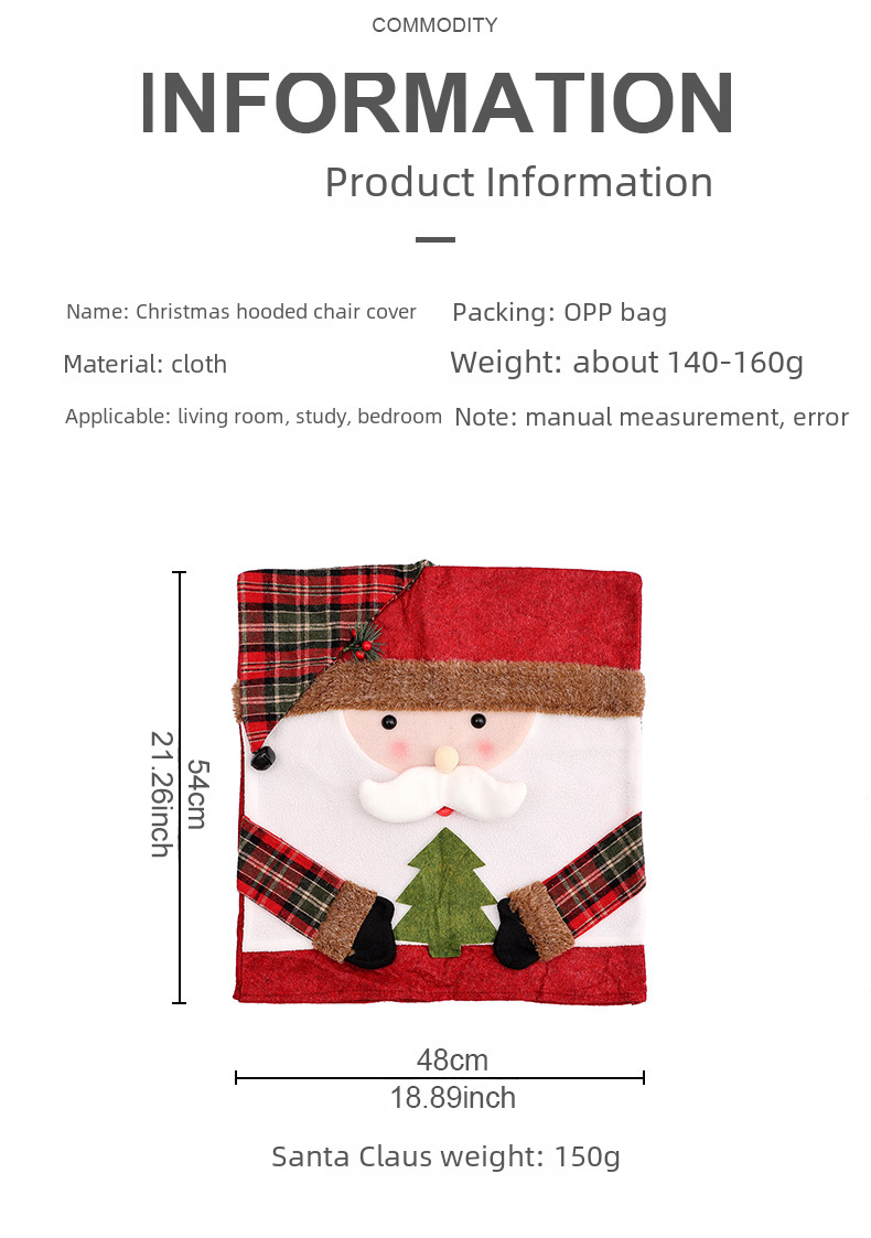 Qiaodin New Christmas Decoration Chair Cover Cross-border Stool Cover New Doll Chair Cover European and American Home Decoration Ornaments_voghion.com