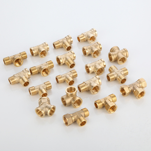 4-Point All-Copper Thickened Three-Way Connector with Three Internal Threads, One Internal and Two External Threads, Three External Threads for Gas Pipes, Water Heater, and Water Pipe Accessories