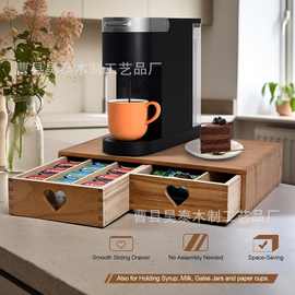 跨境木制咖啡胶囊抽屉收纳架家用茶具收纳盒展示架咖啡底座支架
