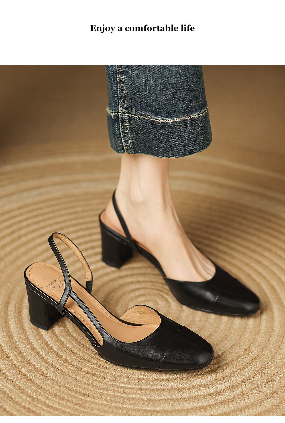 Sandal cao gót nữ mũi kín quai chéo buộc dây phong cách Hàn Quốc — đen chi tiết 6
