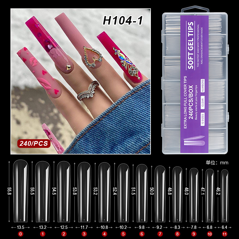 240pcs Ultra Large Full Stick Uña Color Transparente