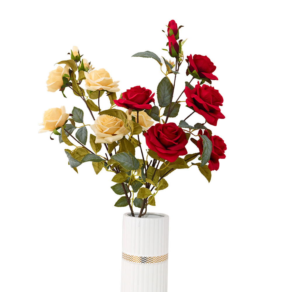 7 flores de simulación atmósfera nórdica romántica fotografía de bodas decoración del hogar rama larga de una sola rama de simulación de flores arregladas rosas