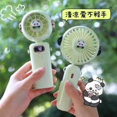 漫画ハンドヘルドファンかわいいパンダポータブルファン長いバッテリー寿命ガーリーハート USB 充電式小型ファン