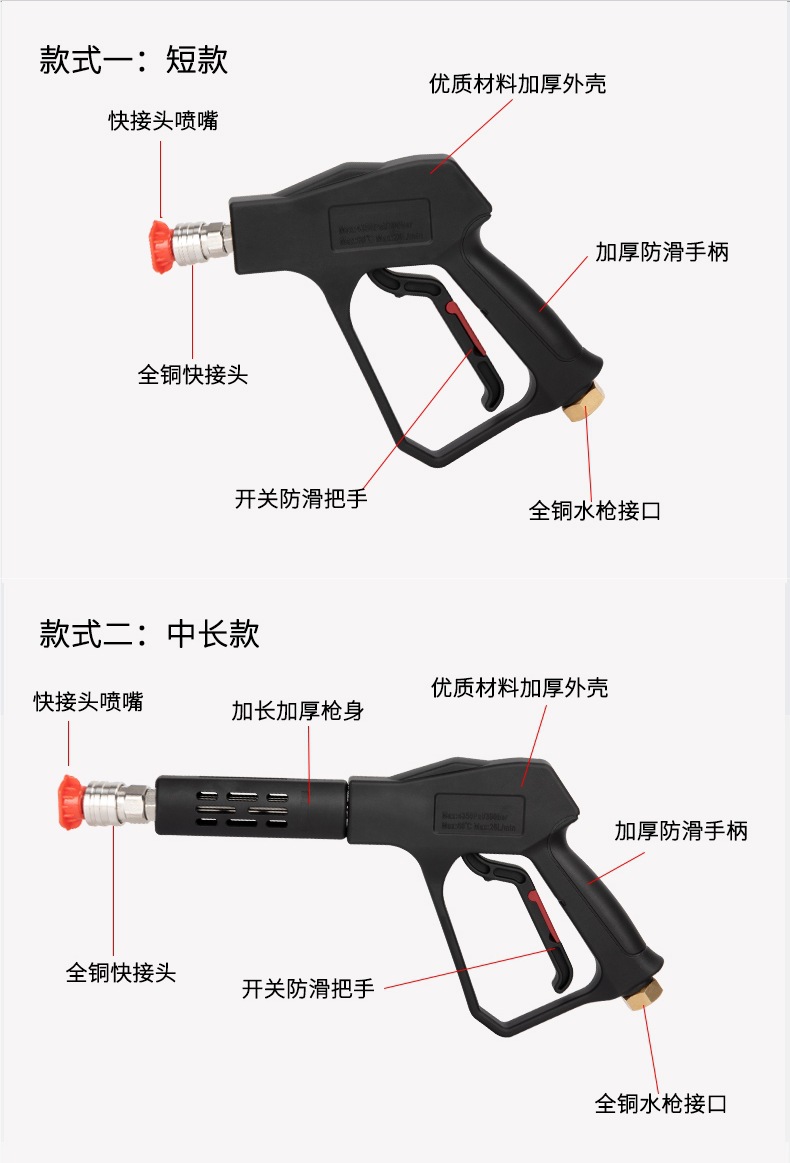 Car Wash Shop Special Supercharged High-Pressure Water Gun Head Car Wash Machine Gun Head Black Cat Powerful Cleaning Machine Quick Plug Car Spray Gun