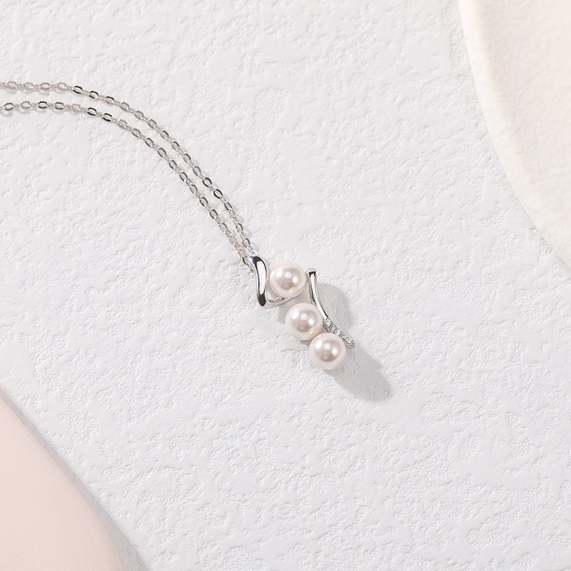 S925 plata esterlina perla colgante collar de plata esterlina luz de lujo simple nicho diseño nuevo collar clavícula cadena