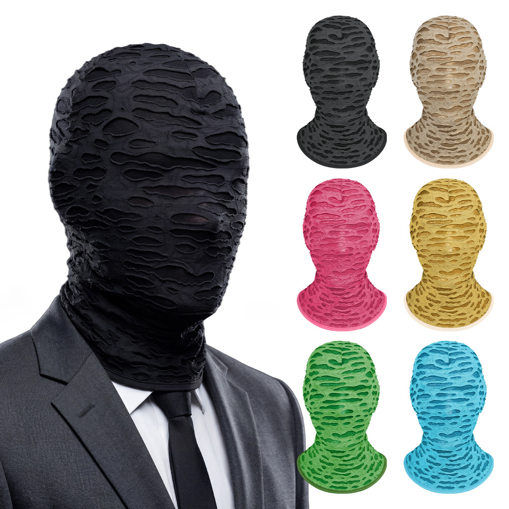 Cross-border summer role-playing non-porous headgear Halloween hollow-out visible funny mask breathable pullover hat
