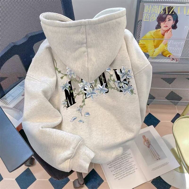 Plant and Flower Print Hooded Sweatshirt, Stylish and Trendy, Ins Fashion, Simple, Fleece-Lined and Thickened, Men's Autumn and Winter Style Plant and Flower Print Hooded Sweatshirt, Stylish and Trendy, Ins Fashion, Simple, Fleece-Lined and Thickened, Men's Autumn and Winter Style
