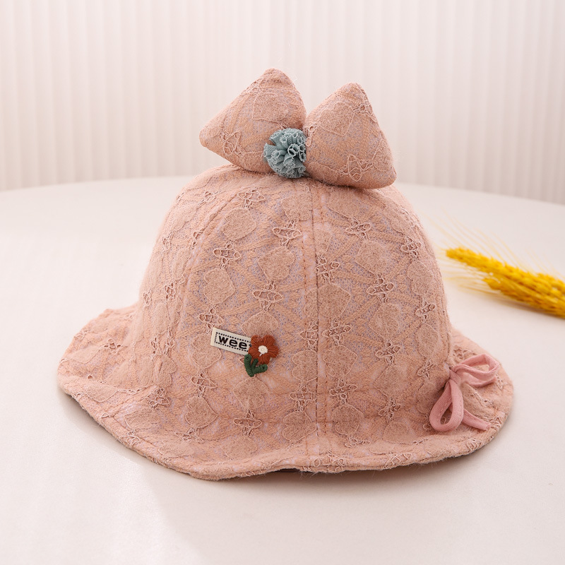 Sombreros para bebés otoño invierno pescador arco bebés gorra de encaje princesa mujer tesoro sombrero de primavera y otoño