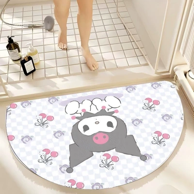 Avtomobil döşəmə paspasları — Household Cartoon Toilet Door - purple-and-white-checkered-coolomi-cherry-semi-circle-4060