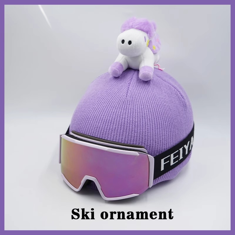 Cartoon Purple Unicorn Ski Hat with Helmet Cover Plush