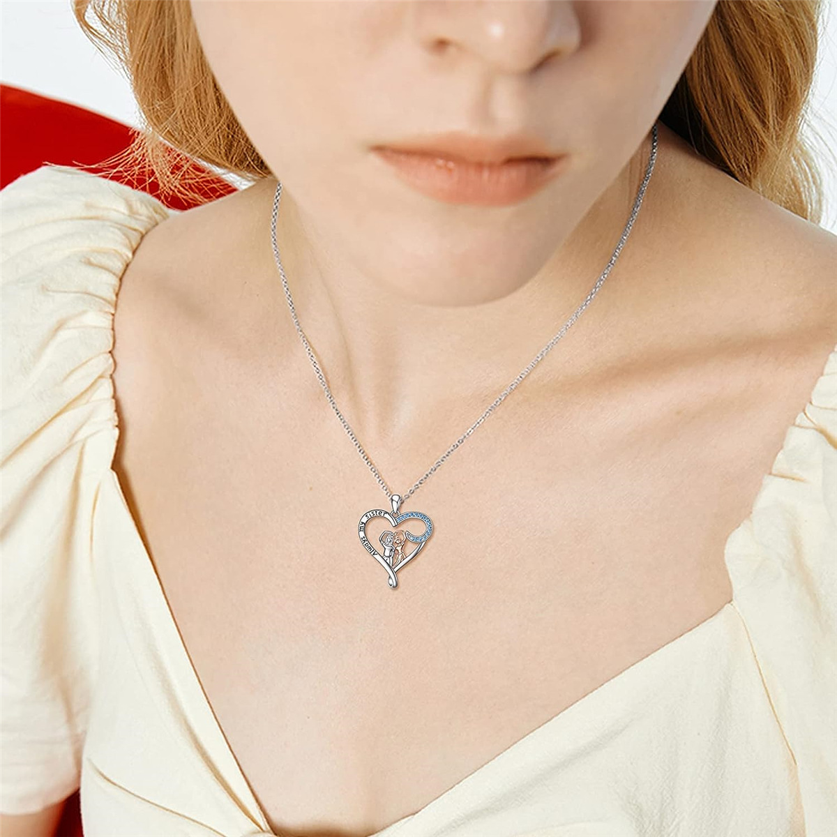 ¡Oferta! Nuevo collar con colgante elegante y hermoso de "Hermanas Amor", exquisita joyería para dama._voghion.com